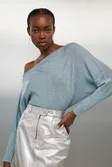 Viscose Blend Metallic Sparkle Knit Drop Shoulder Top Viscose Blend Metallic Sparkle Knit Drop Shoulder Top